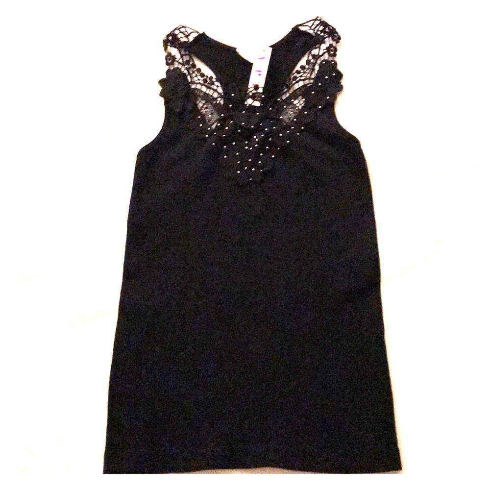Stretch Sleeveless Tank Bedazzled Lace Sexy